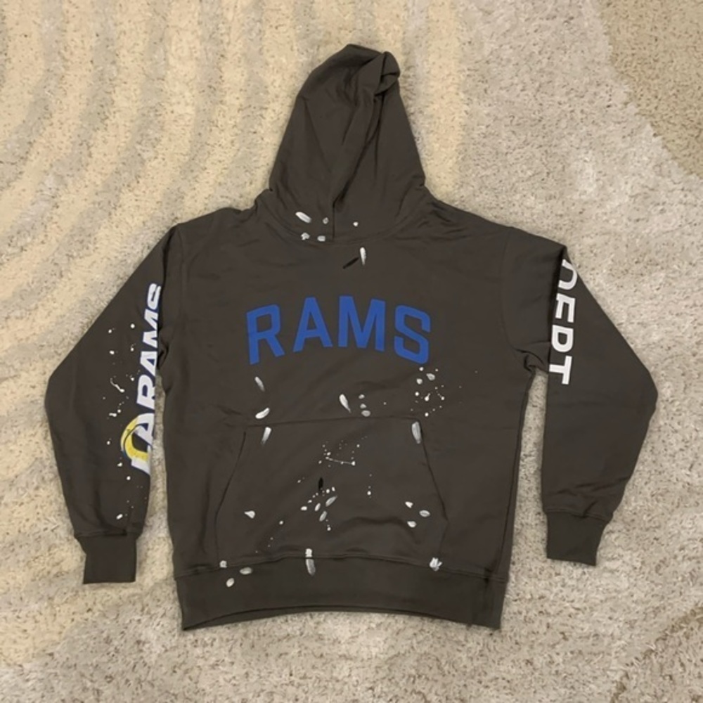 Gallery Dept LA Rams DEPT. Logo Grey & Blue Hoodie Mens Size Large